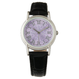 Weiches Pastell-Mauve-Blumenmuster-Armbanduhren Armbanduhr
