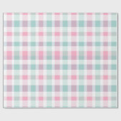 Weiches Pastell-Rosa-Mint-Gingham-Weiß-Karomuster Geschenkpapier (Flach)