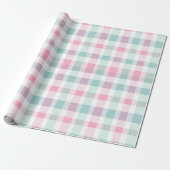 Weiches Pastell-Rosa-Mint-Gingham-Weiß-Karomuster Geschenkpapier (Ungerollt)