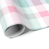 Weiches Pastell-Rosa-Mint-Gingham-Weiß-Karomuster Geschenkpapier (Rolleneckpunkt)