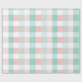 Weiches Pastell-Rosa-Mint-Gingham-Weiß-Karomuster Geschenkpapier (Flach)