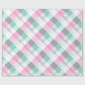 Weiches Pastell-Rosa-Mint-Gingham-Weiß-Karomuster Geschenkpapier (Flach)