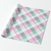 Weiches Pastell-Rosa-Mint-Gingham-Weiß-Karomuster Geschenkpapier (Ungerollt)