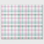 Weiches Pastell-Rosa-Mint-Gingham-Weiß-Karomuster Geschenkpapier (Flach)
