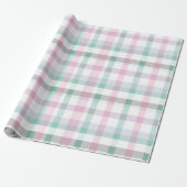 Weiches Pastell-Rosa-Mint-Gingham-Weiß-Karomuster Geschenkpapier (Ungerollt)