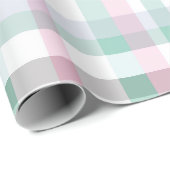 Weiches Pastell-Rosa-Mint-Gingham-Weiß-Karomuster Geschenkpapier (Rolleneckpunkt)