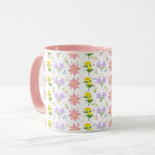 Weiches Pastell-Wildblumen-Muster Zweifarben-Tasse Tasse