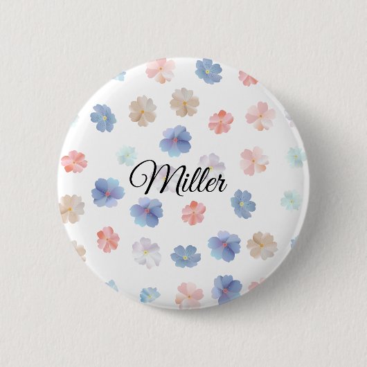 Weiches Pastell-Wildblumenmuster Button (Vorderseite)