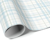Weiches Pastellblaues Leinen-Karomuster Geschenkpapier (Rolleneckpunkt)