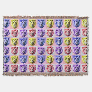 Weiches Pastellfarben-Löwenkopf-Karo-Muster-Design Decke