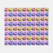 Weiches Pastellfarben-Löwenkopf-Karo-Muster-Design Fleecedecke (Vorderseite (Horizontal))