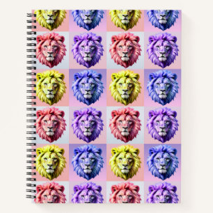 Weiches Pastellfarben-Löwenkopf-Karomuster-Design  Notizblock
