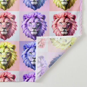 Weiches Pastellfarben-Löwenkopf-Karomuster-Design Stoff