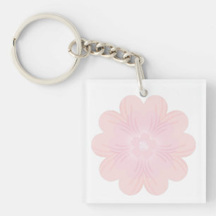 Weiches Pastellrosa Grafik-Blume Schlüsselanhänger