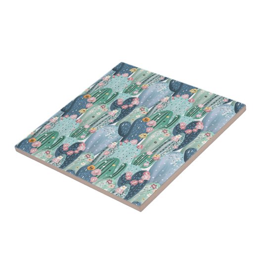 Weiches Patel Kaktus-Muster des Monogramm-| Fliese (Seite)