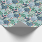 Weiches Patel Kaktus-Muster des Monogramm-| Geschenkpapier (Ecke)
