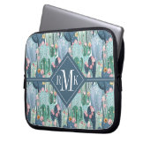 Weiches Patel Kaktus-Muster des Monogramm-| Laptopschutzhülle (Vorderseite Links)