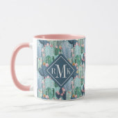Weiches Patel Kaktus-Muster des Monogramm-| Tasse (Links)