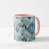 Weiches Patel Kaktus-Muster des Monogramm-| Tasse (VorderseiteRechts)