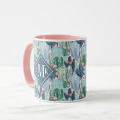 Weiches Patel Kaktus-Muster des Monogramm-| Tasse (Vorderseite Links)