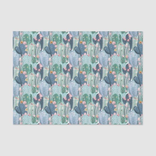 Weiches Patel Kaktus-Muster Seidenpapier (Vorderseite)