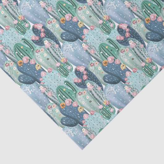 Weiches Patel Kaktus-Muster Seidenpapier (Ausschnitt)