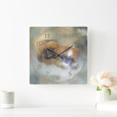 Weiches Pekingese Duo Quadratische Wanduhr (Zuhause)