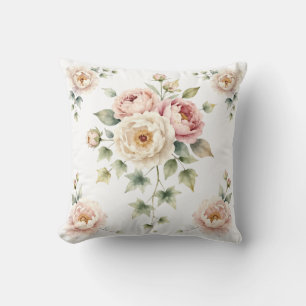 Weiches Pfingstrosenbouquet Wasserfarben Eleganz Kissen
