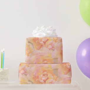 Weiches Pfirsich-Rosa-Gelb-Abstraktes Rosen-Design Geschenkpapier