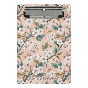 Weiches Pfirsich-Sakura-Zweig Botanisches Muster Mini Klemmbrett