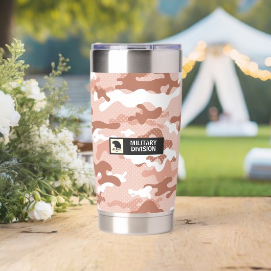 Weiches Pfirsich-Tarnmuster Thermobecher (Hochzeit (gedreht))