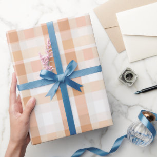 Weiches Pfirsich Weißes Licht Gingham Röte Karo Mu Geschenkpapier