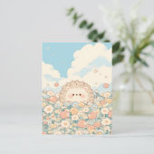 Weiches Pfirsich-Wiesen-Kawaii-Igel Postkarte (Stehend Vorderseite)
