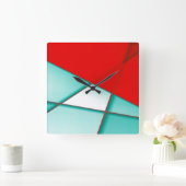 Weiches Rechteck der Turcoise Trapeze unter rotem  Quadratische Wanduhr (Zuhause)