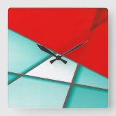 Weiches Rechteck der Turcoise Trapeze unter rotem Quadratische Wanduhr (Vorderseite)