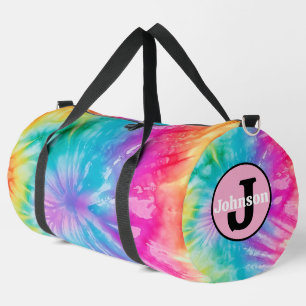 Weiches Regenbogen-Tie-Dye-Monogramm-Personalized- Duffle Bag