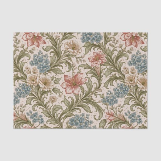 Weiches Rollwerk-Garten-Blumenmuster Seidenpapier (Vorderseite)