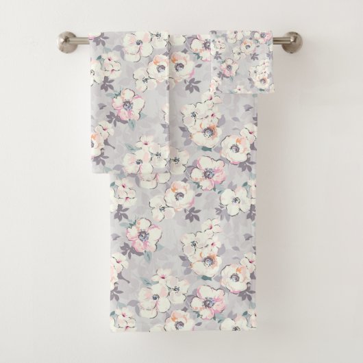 Weiches rosa Aquarell-Muster Badhandtuch Set (Insitu)