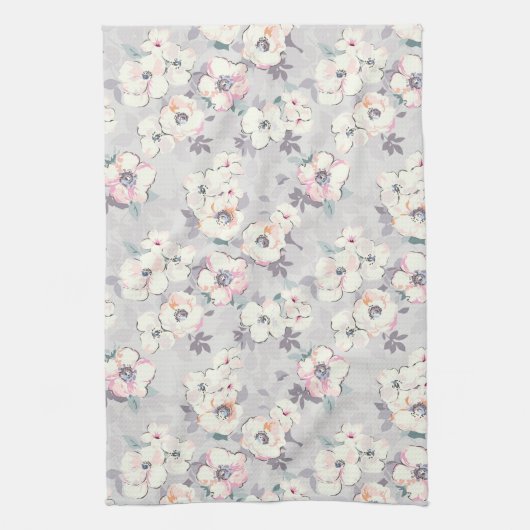 Weiches rosa Aquarell-Muster des Monogramm-| Geschirrtuch (Vertikal)