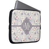 Weiches rosa Aquarell-Muster des Monogramm-| Laptopschutzhülle (Vorne Rechts)