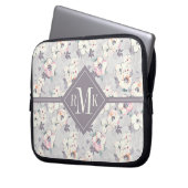 Weiches rosa Aquarell-Muster des Monogramm-| Laptopschutzhülle (Vorderseite Links)