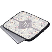 Weiches rosa Aquarell-Muster des Monogramm-| Laptopschutzhülle (Vorne Knopf)