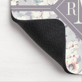 Weiches rosa Aquarell-Muster des Monogramm-| Mousepad (Ecke)