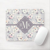 Weiches rosa Aquarell-Muster des Monogramm-| Mousepad (Mit Mouse)