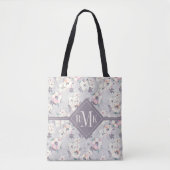 Weiches rosa Aquarell-Muster des Monogramm-| Tasche (Vorderseite)