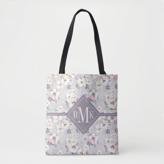 Weiches rosa Aquarell-Muster des Monogramm-| Tasche (Vorderseite)