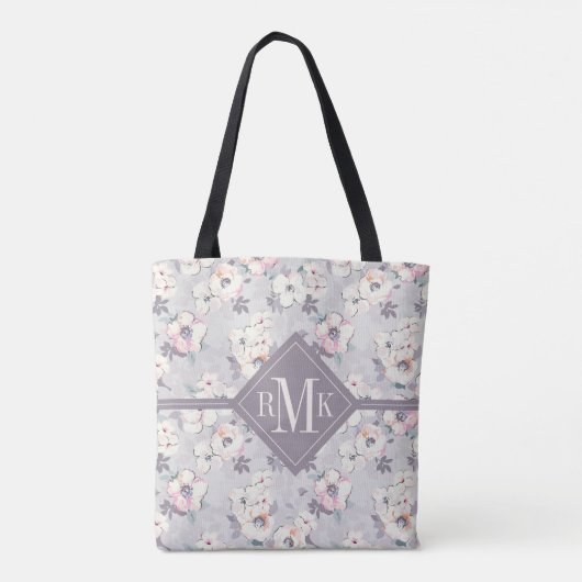 Weiches rosa Aquarell-Muster des Monogramm-| Tasche (Rückseite)