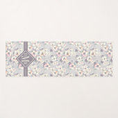 Weiches rosa Aquarell-Muster des Monogramm-| Yogamatte (Vorderseite (Horizontal))