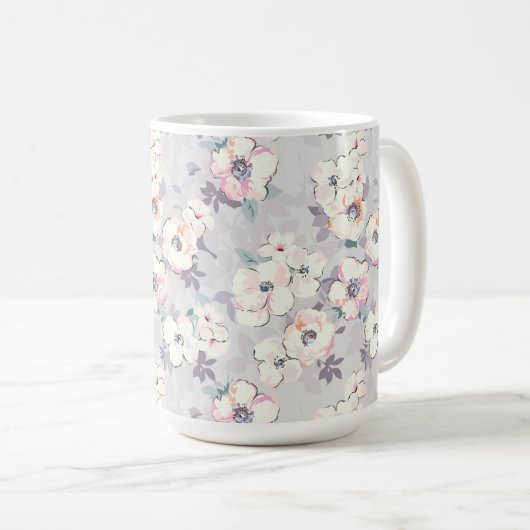Weiches rosa Aquarell-Muster Kaffeetasse (VorderseiteRechts)