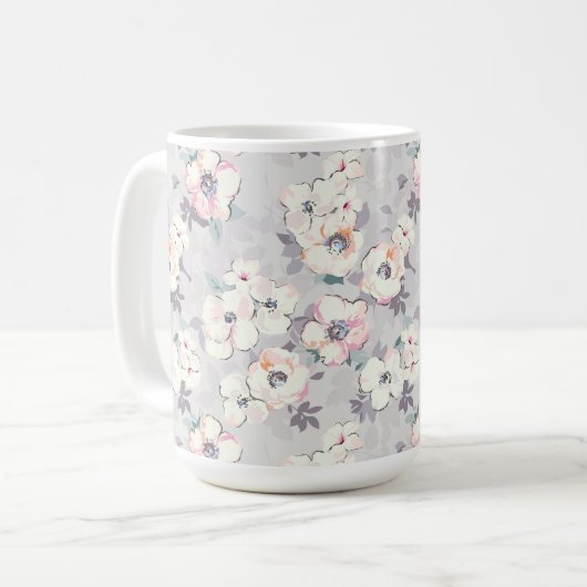Weiches rosa Aquarell-Muster Kaffeetasse (Vorderseite Links)